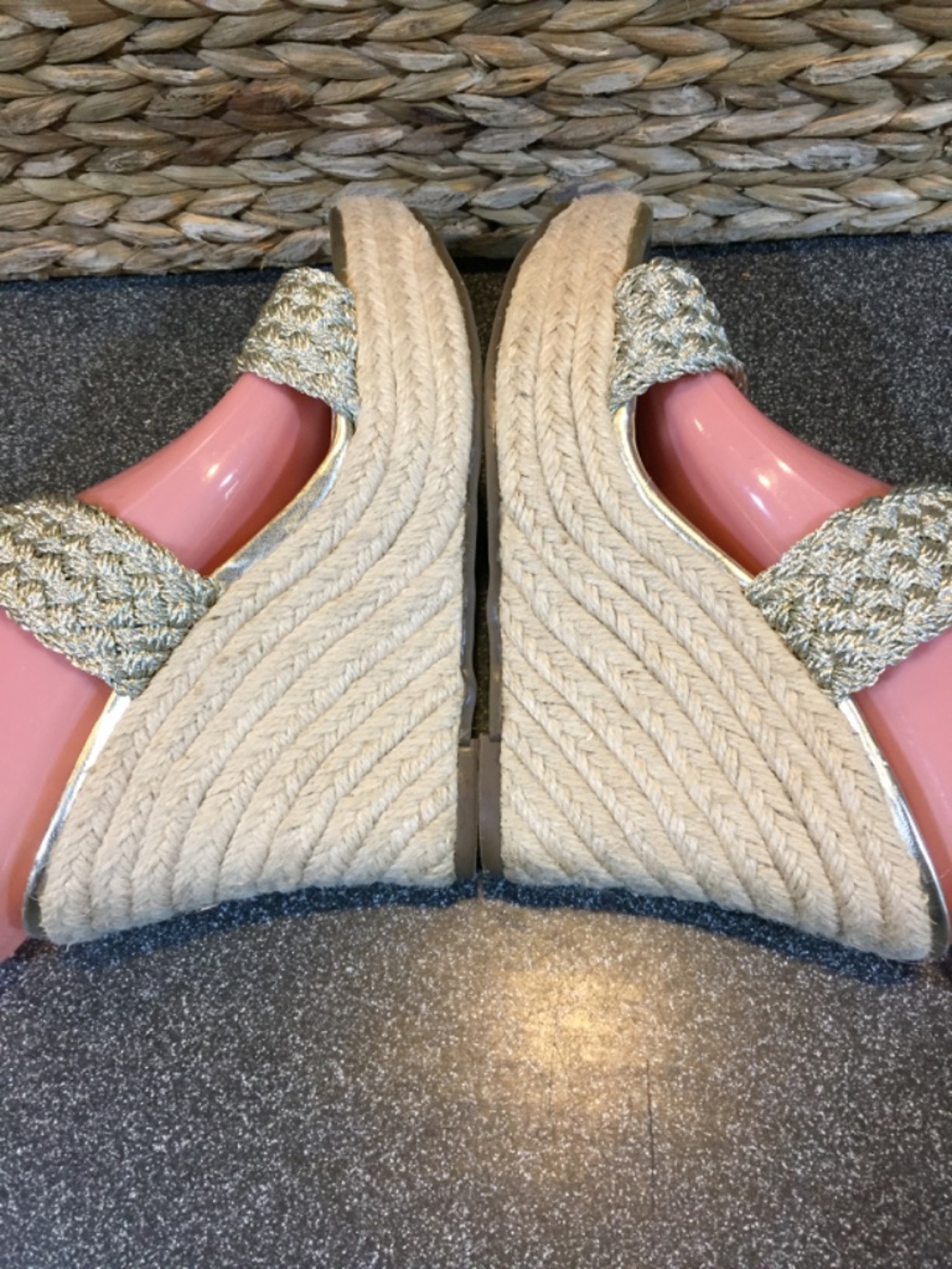 Jessica Simpson Gold Braided Espadrille Wedge Sandals - Picture 9 of 11